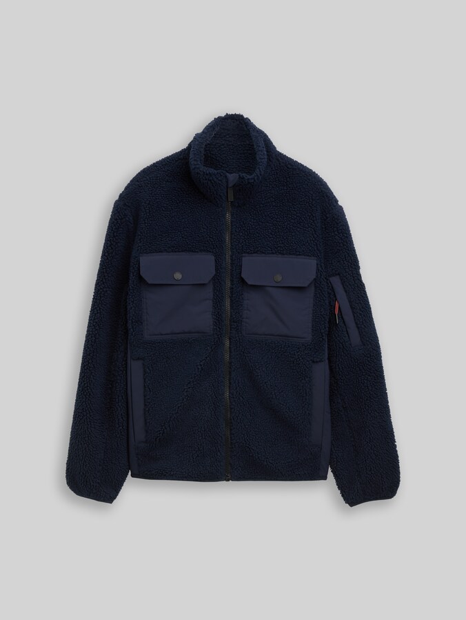 Veste en peluche avec poches par Men, sky captain blue