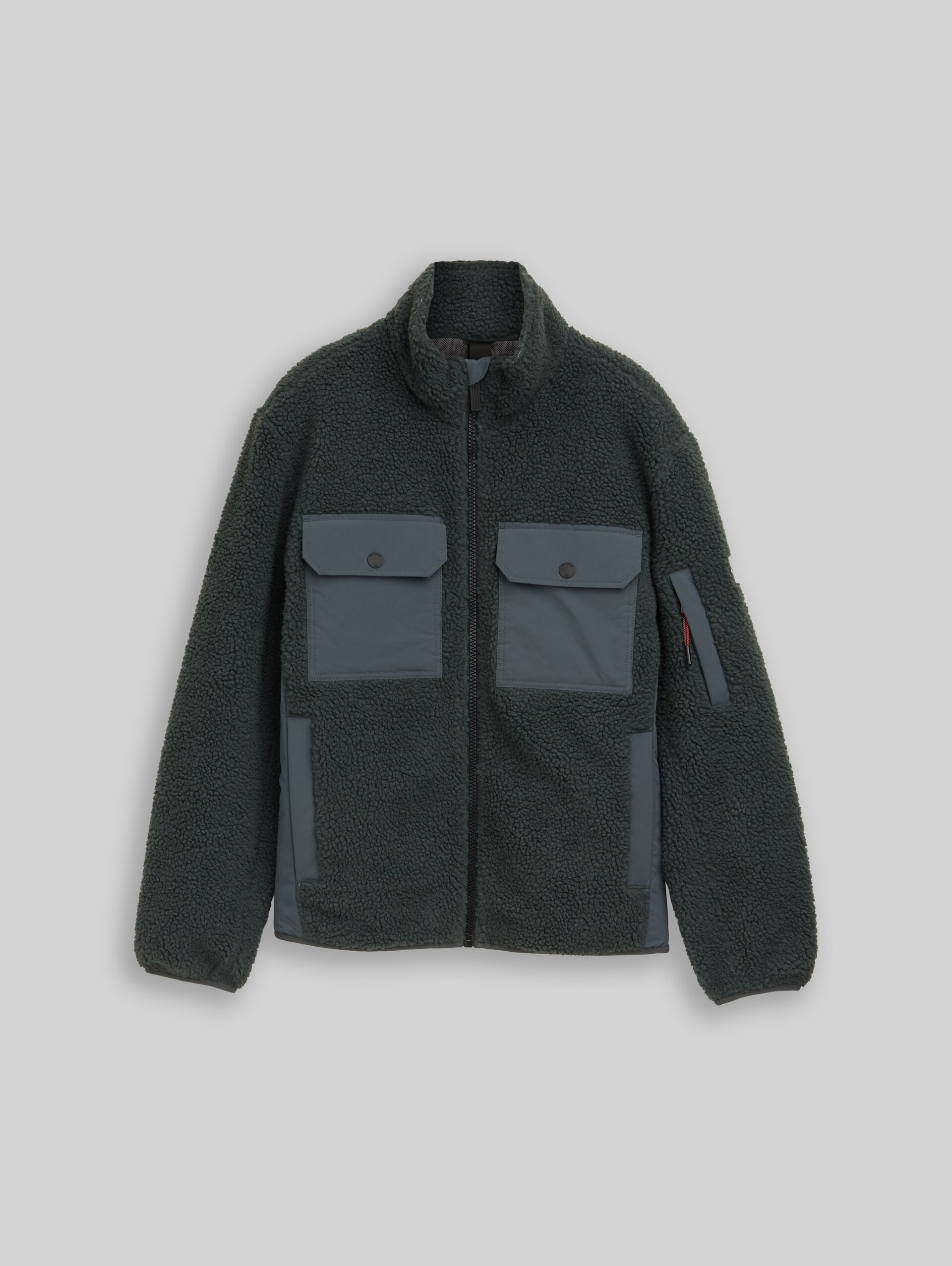 Teddy Jacke mit Taschen - Darkest Olive - Vorder-Produkt-Ansicht