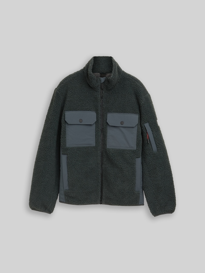 Teddy jacket with pockets by Men, Darkest Olive
