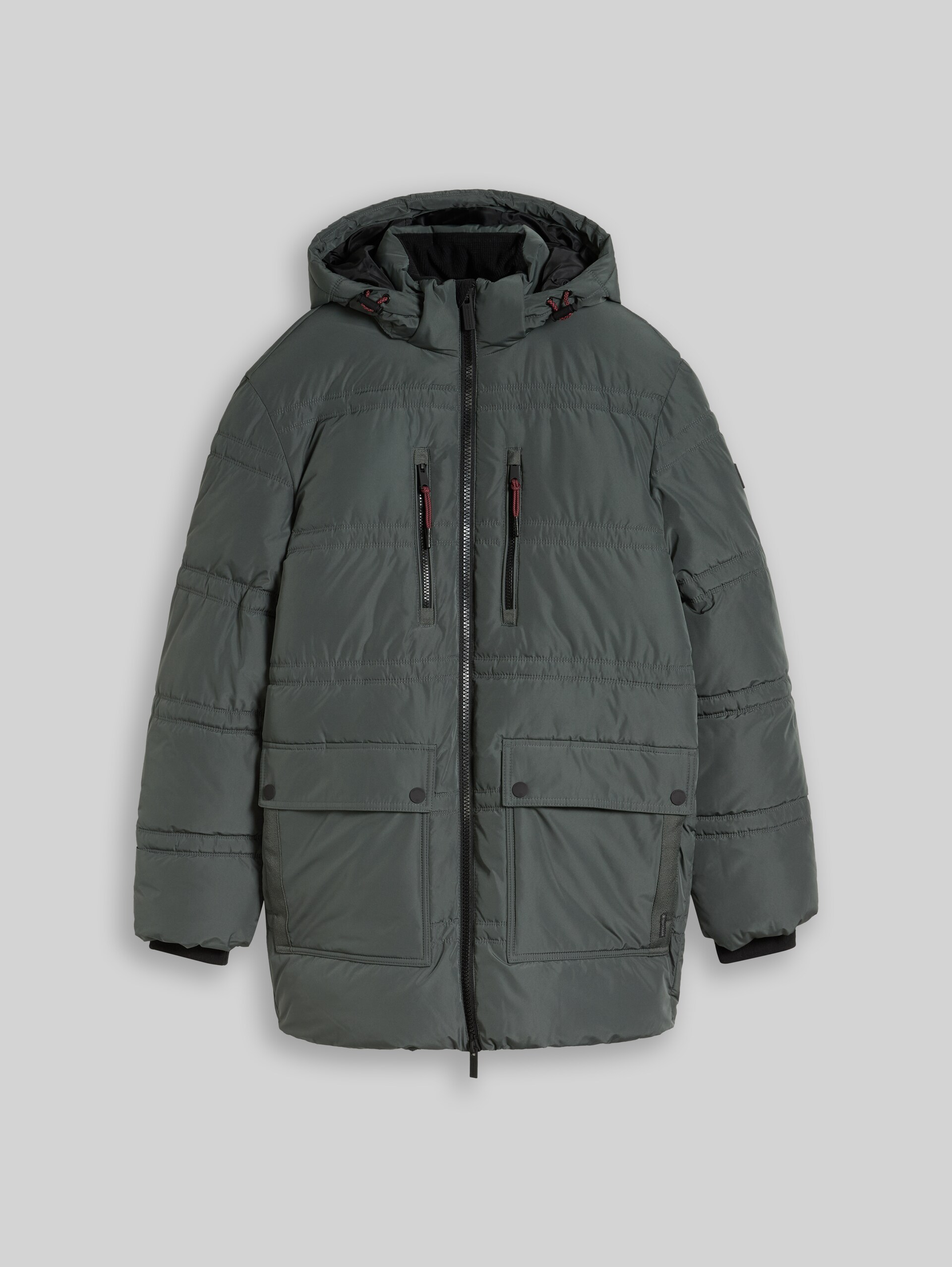 Puffer Parka mit abnehmbarer Kapuze - Darkest Olive - Vorder-Produkt-Ansicht