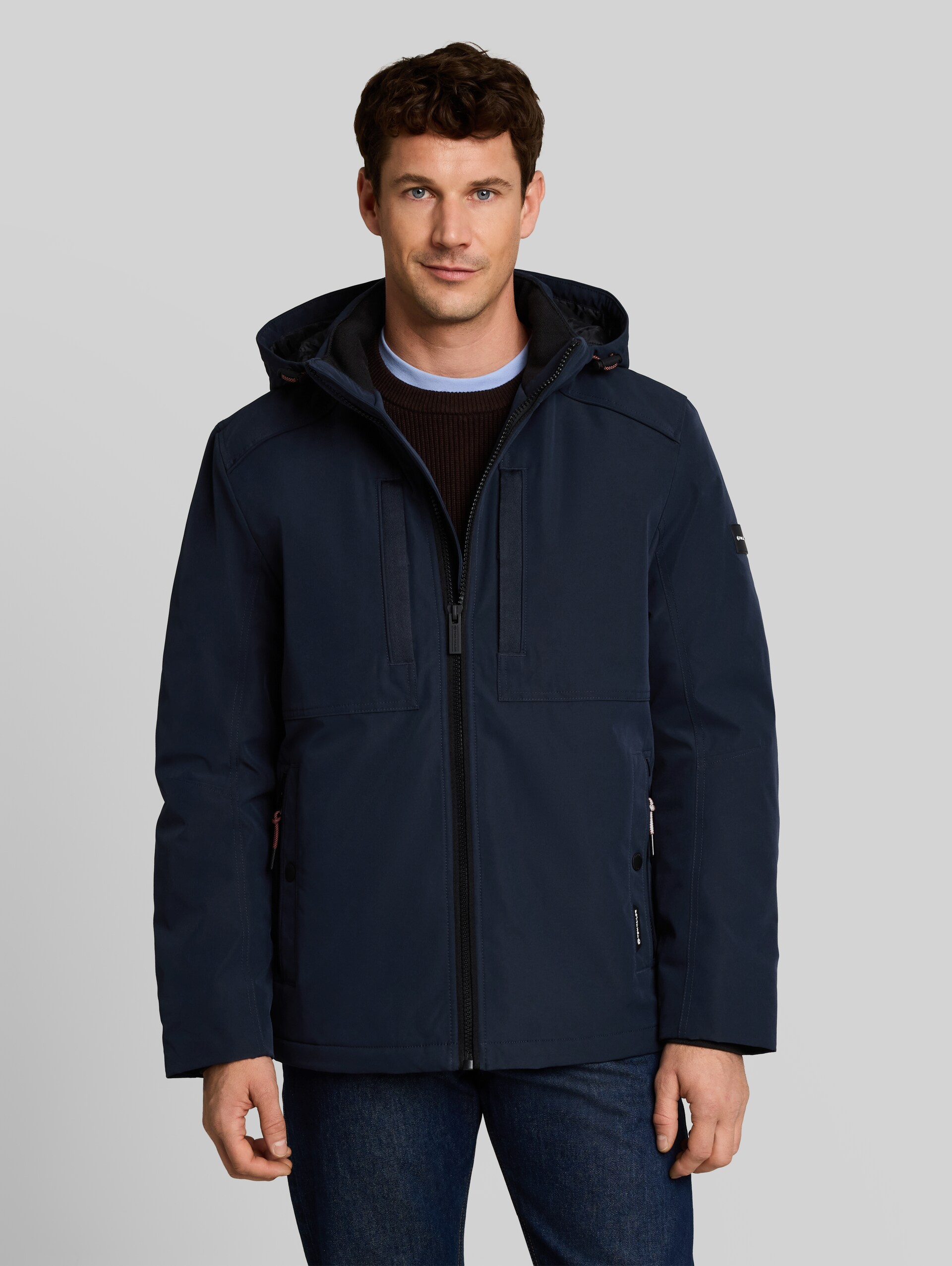 Functionele jas met afneembare capuchon - sky captain blue - Model vooraanzicht