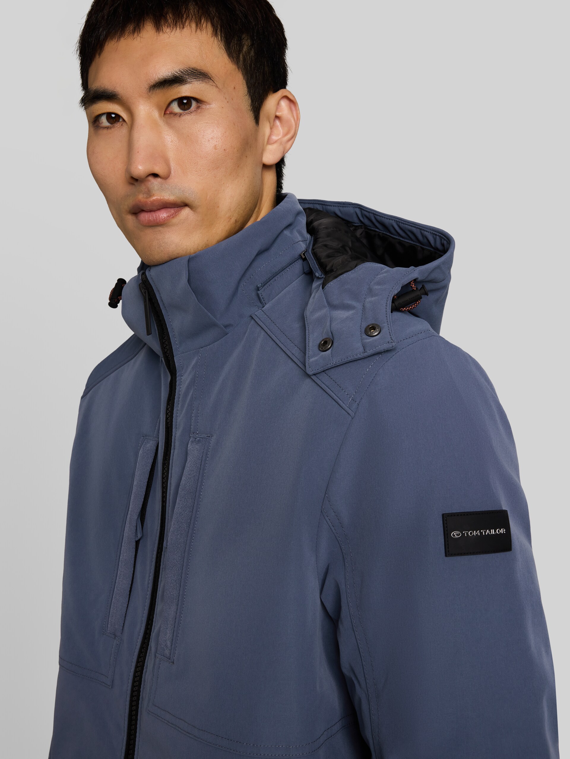 Veste technique à capuche amovible - Vintage Indigo Blue - Vue détaillée du modèle