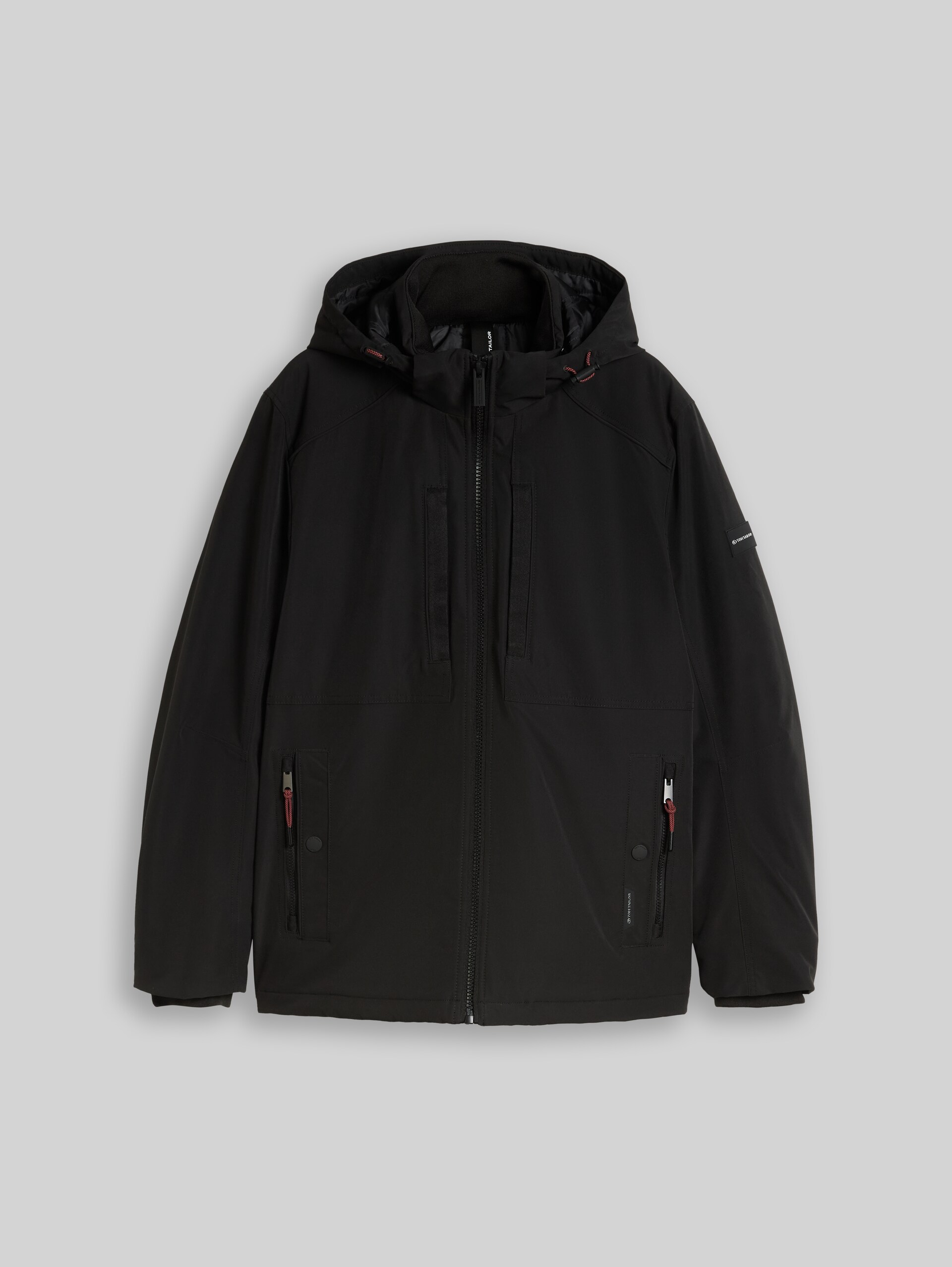 Funktionsjacke mit abnehmbarer Kapuze - Black - Vorder-Produkt-Ansicht