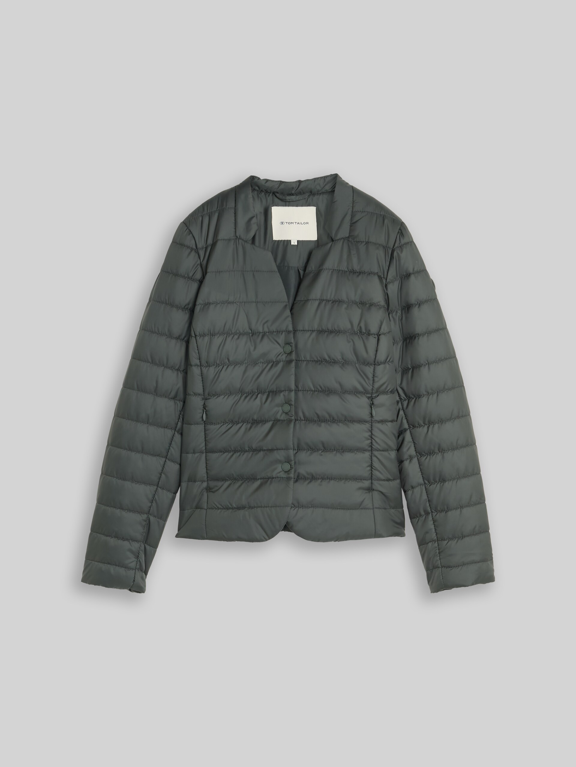 Lightweight Steppjacke mit Knopfleiste - Darkest Olive - Vorder-Produkt-Ansicht