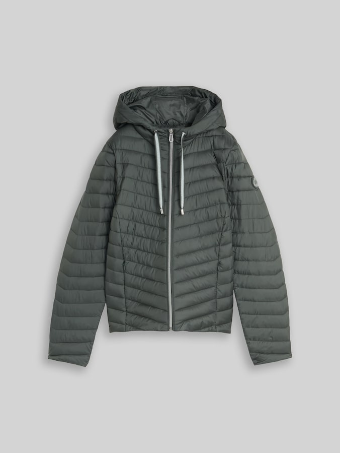 Lichtgewicht gewatteerd jack met capuchon door Women, Darkest Olive