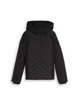 Ausgewählt, Hybrid Steppjacke mit Kapuze von Tom Tailor, schwarz