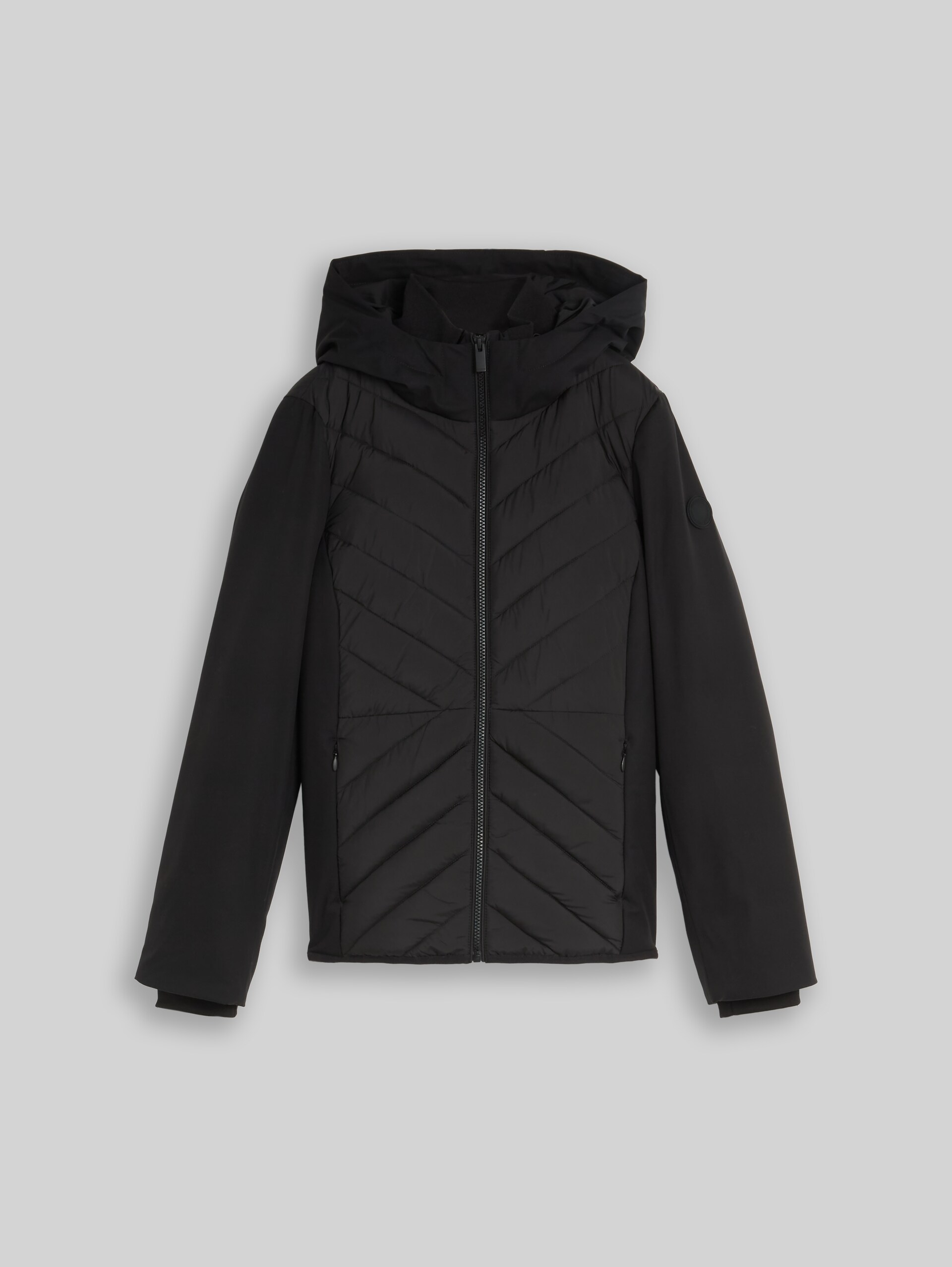 Hybrid Steppjacke mit Kapuze - deep black - Vorder-Produkt-Ansicht