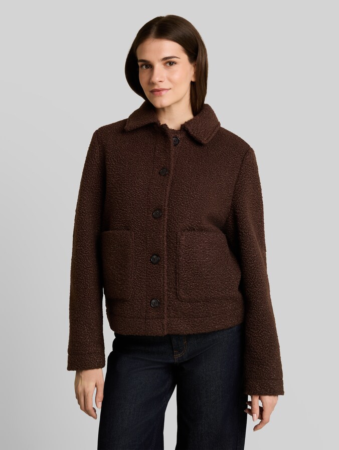 Bouclé jacket with pockets by Women, java dark brown