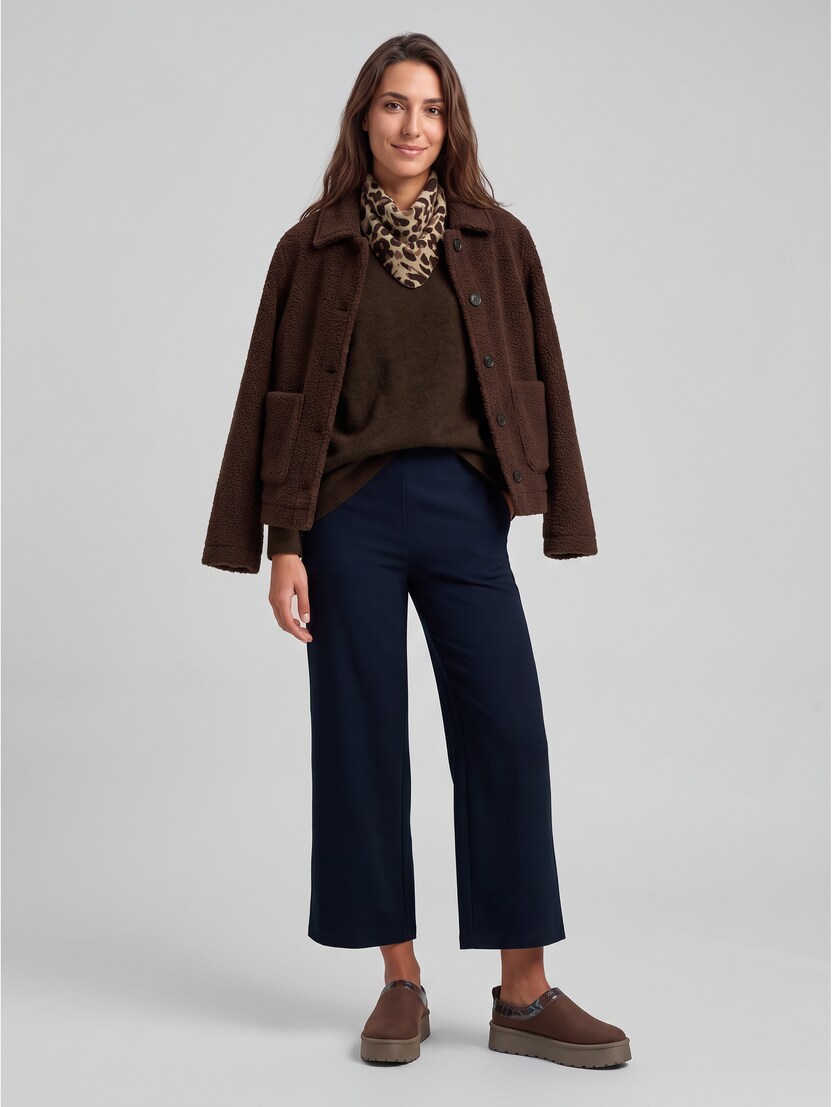Bouclé Jacke mit Taschen von Women, java dark brown