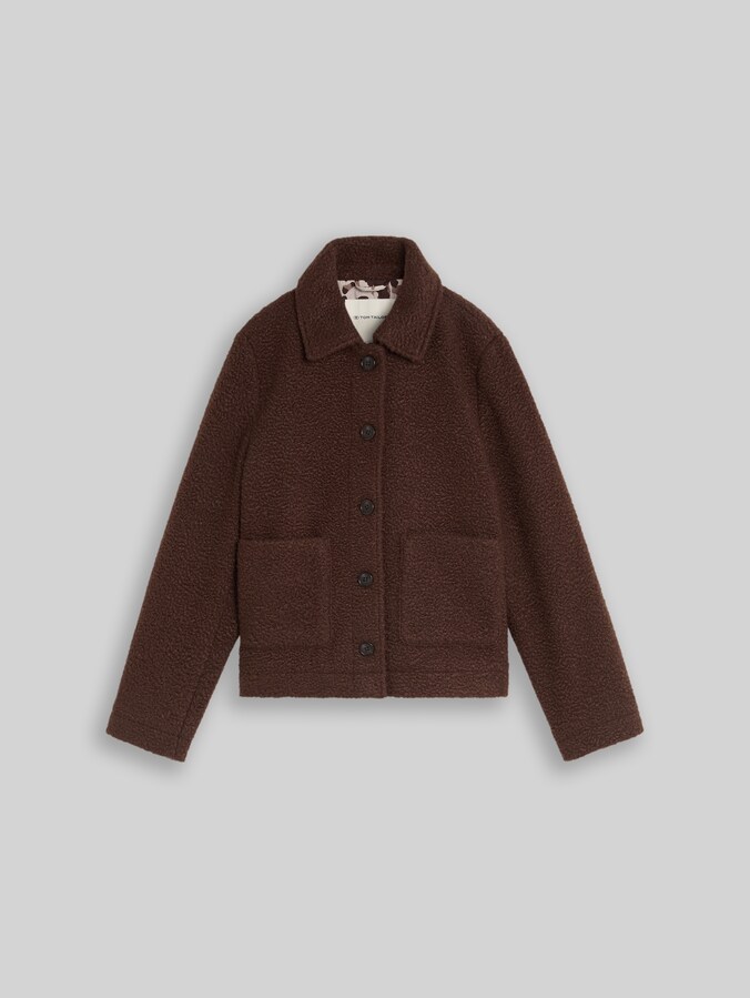 Bouclé-jas met zakken door Women, java dark brown