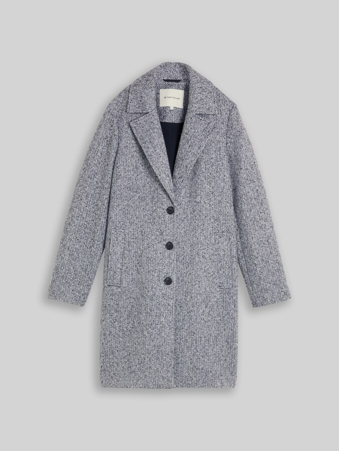 Bouclé-jas met reverskraag door Women, blue boucle structure