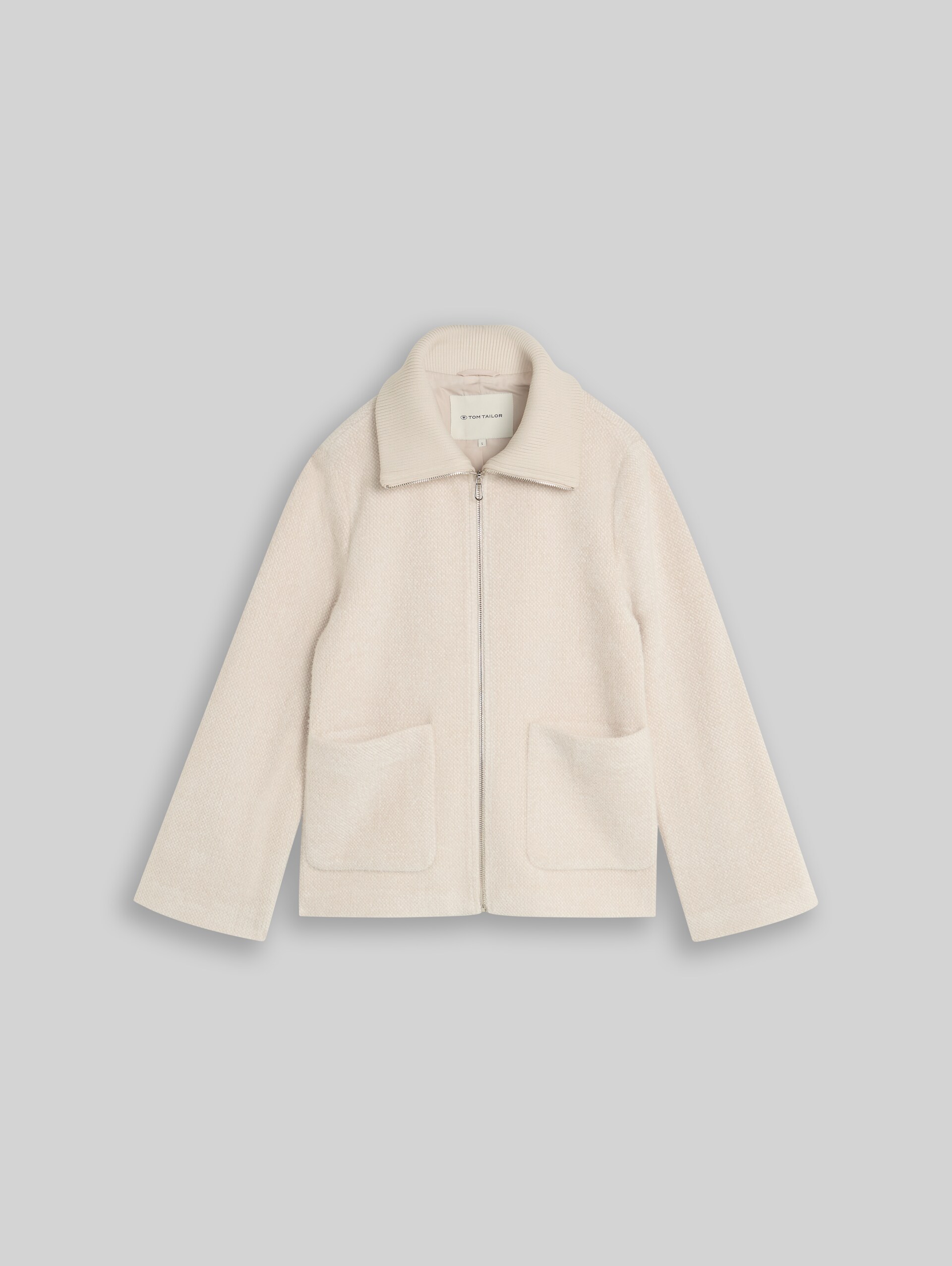 Gezellig jasje met zakken - cold beige structure - Product vooraanzicht