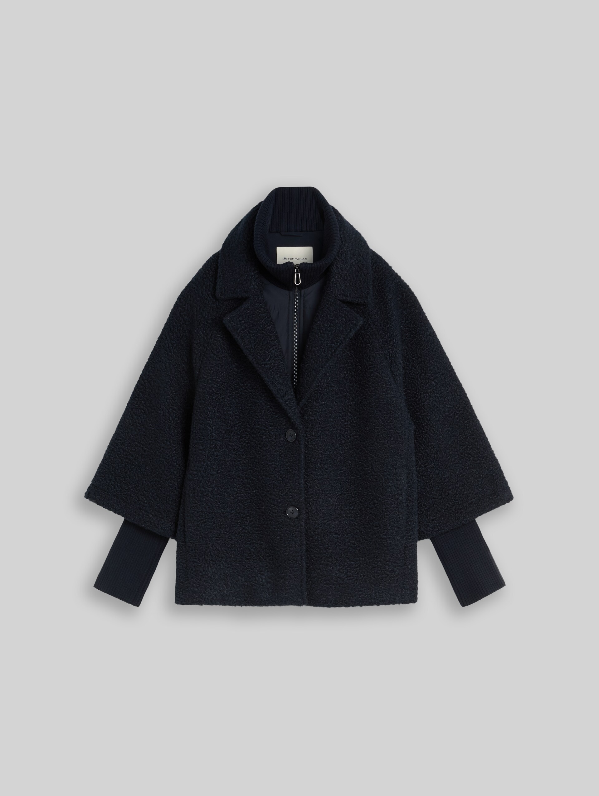 Cosy cape jacket in a 2-in-1 style - sky captain blue - Front product view