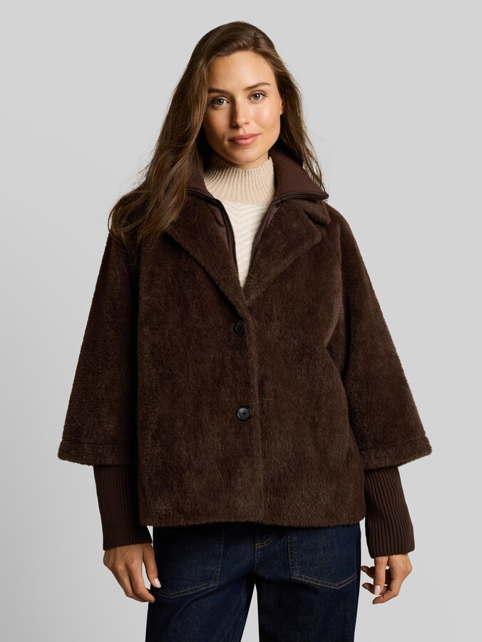 Cosy Cape Jacke im 2-in-1-Look von Women, java dark brown