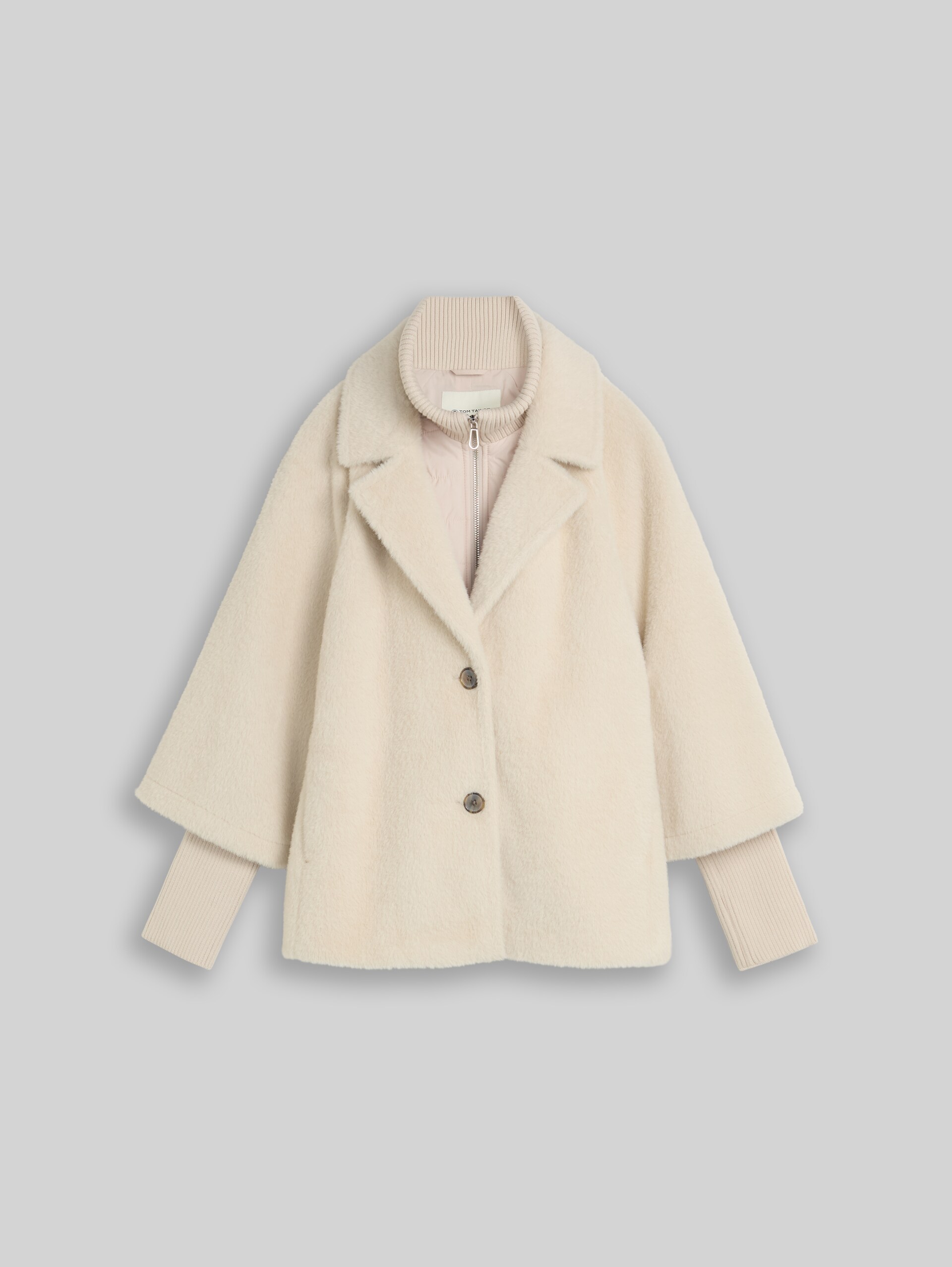Gezellige capejas in 2-in-1-look - cold beige - Product vooraanzicht