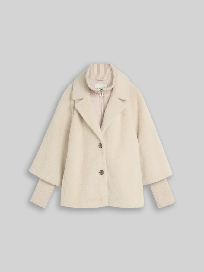 Cosy cape jacket in a 2-in-1 style by Women, cold beige