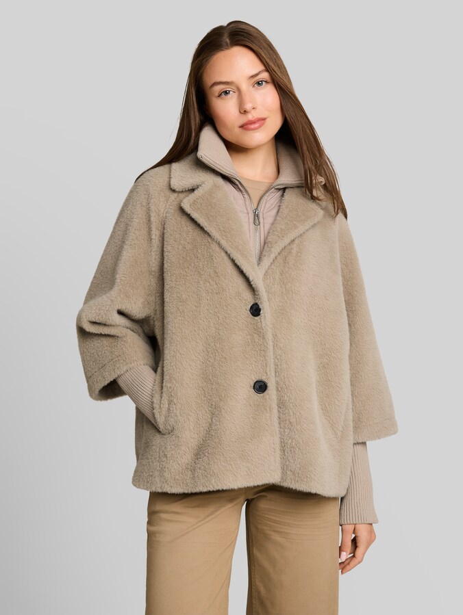 Cosy cape jacket in a 2-in-1 style by Women, soft taupe grey