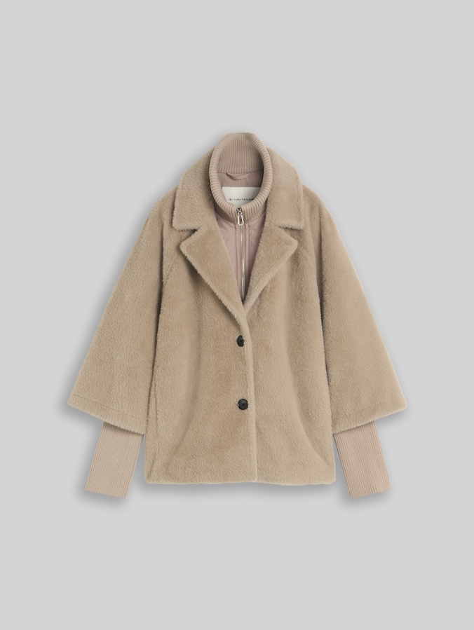Cosy Cape Jacke im 2-in-1-Look von Women, soft taupe grey