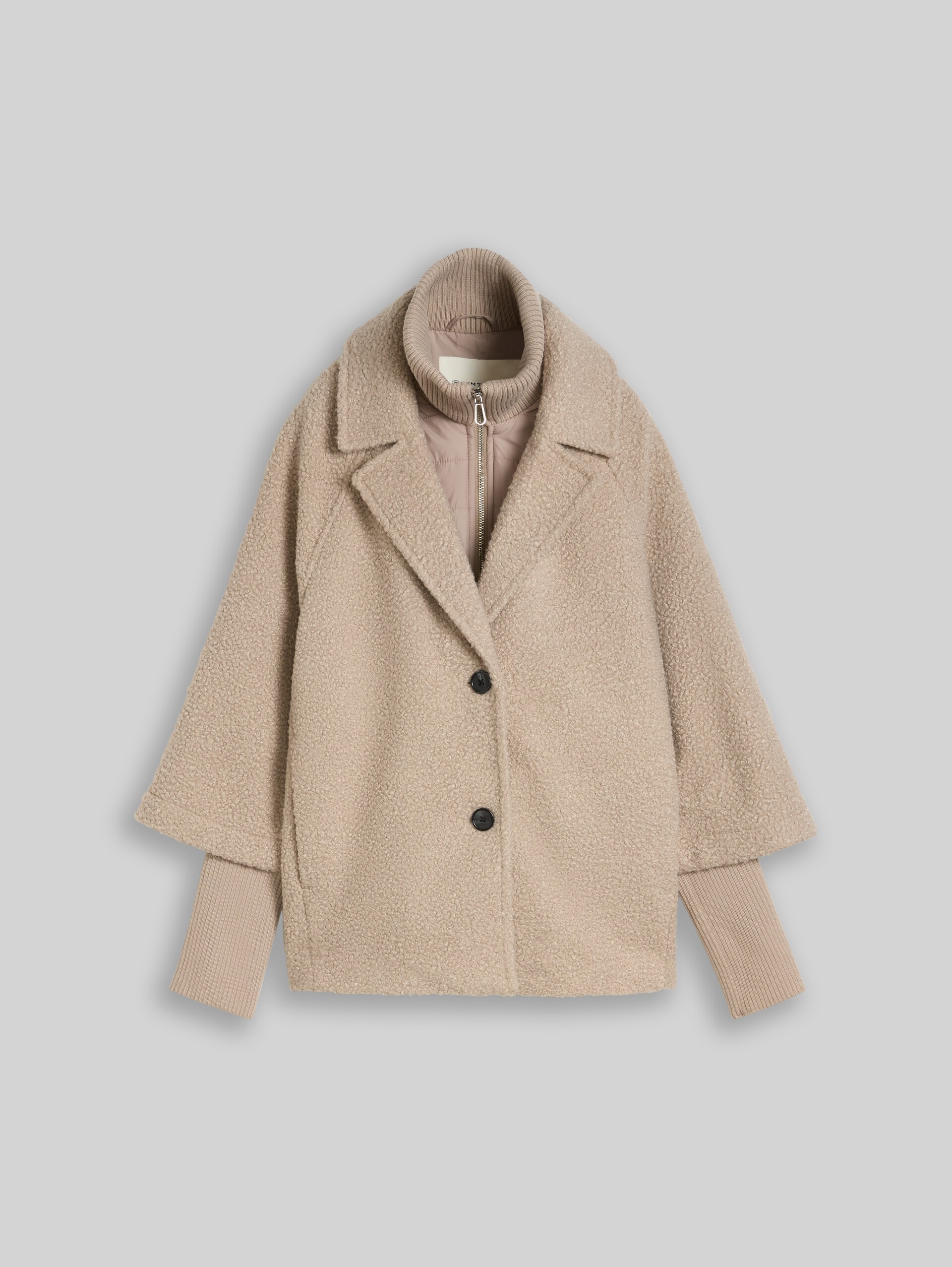 Gezellige capejas in 2-in-1-look - soft taupe grey boucle - Product vooraanzicht