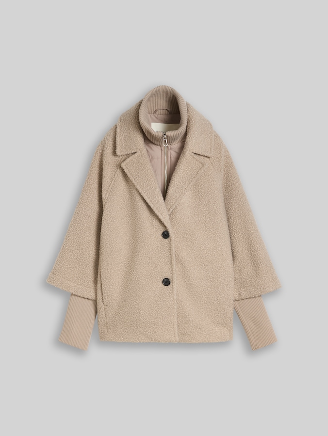 Gezellige capejas in 2-in-1-look door Women, soft taupe grey boucle