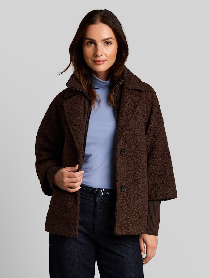 Gezellige capejas in 2-in-1-look door Women, java dark brown boucle