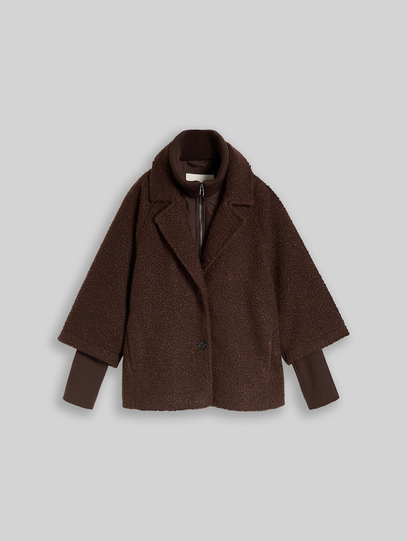 Cosy cape jacket in a 2-in-1 style by Women, java dark brown boucle