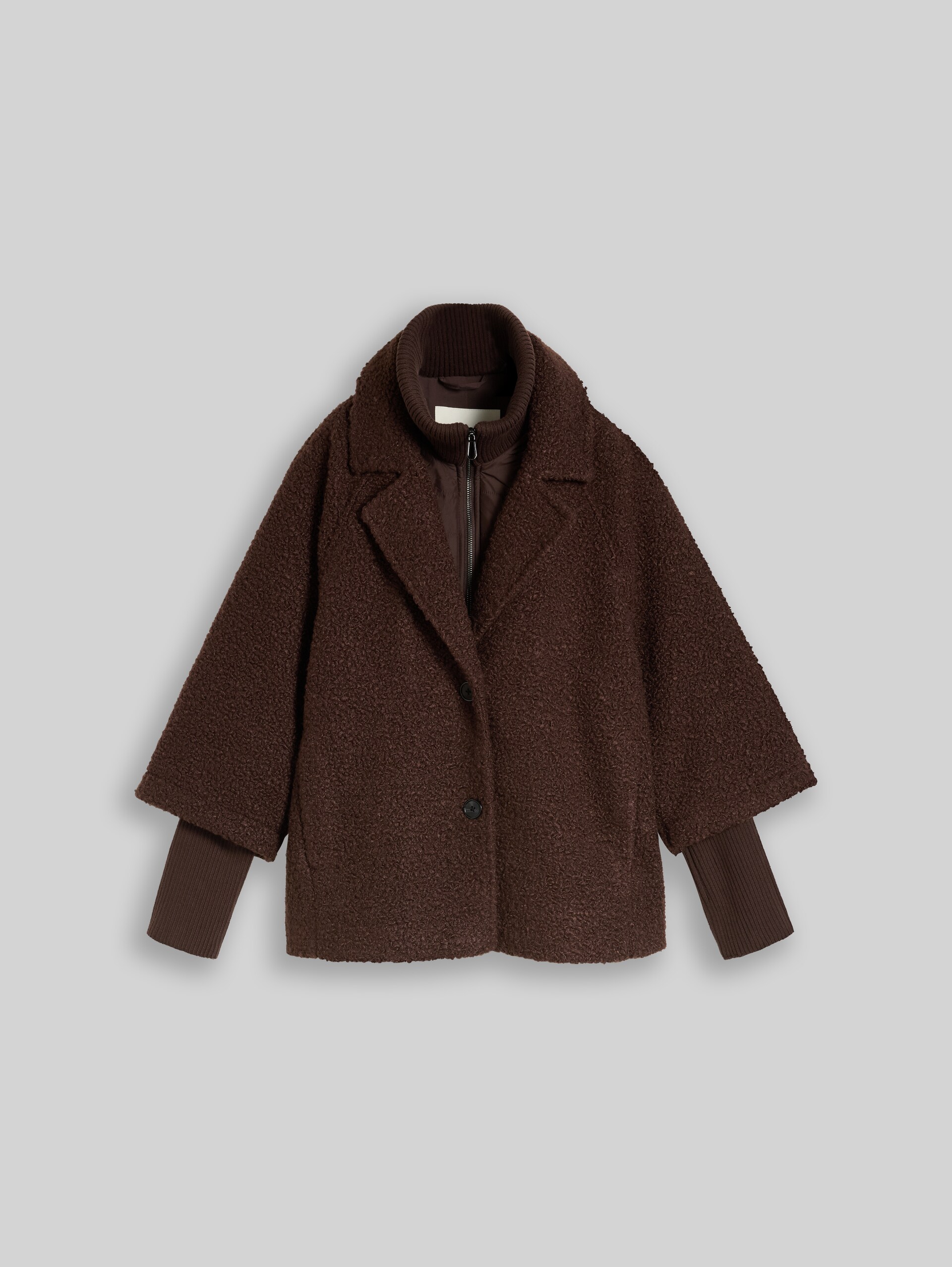 Gezellige capejas in 2-in-1-look - java dark brown boucle - Product vooraanzicht