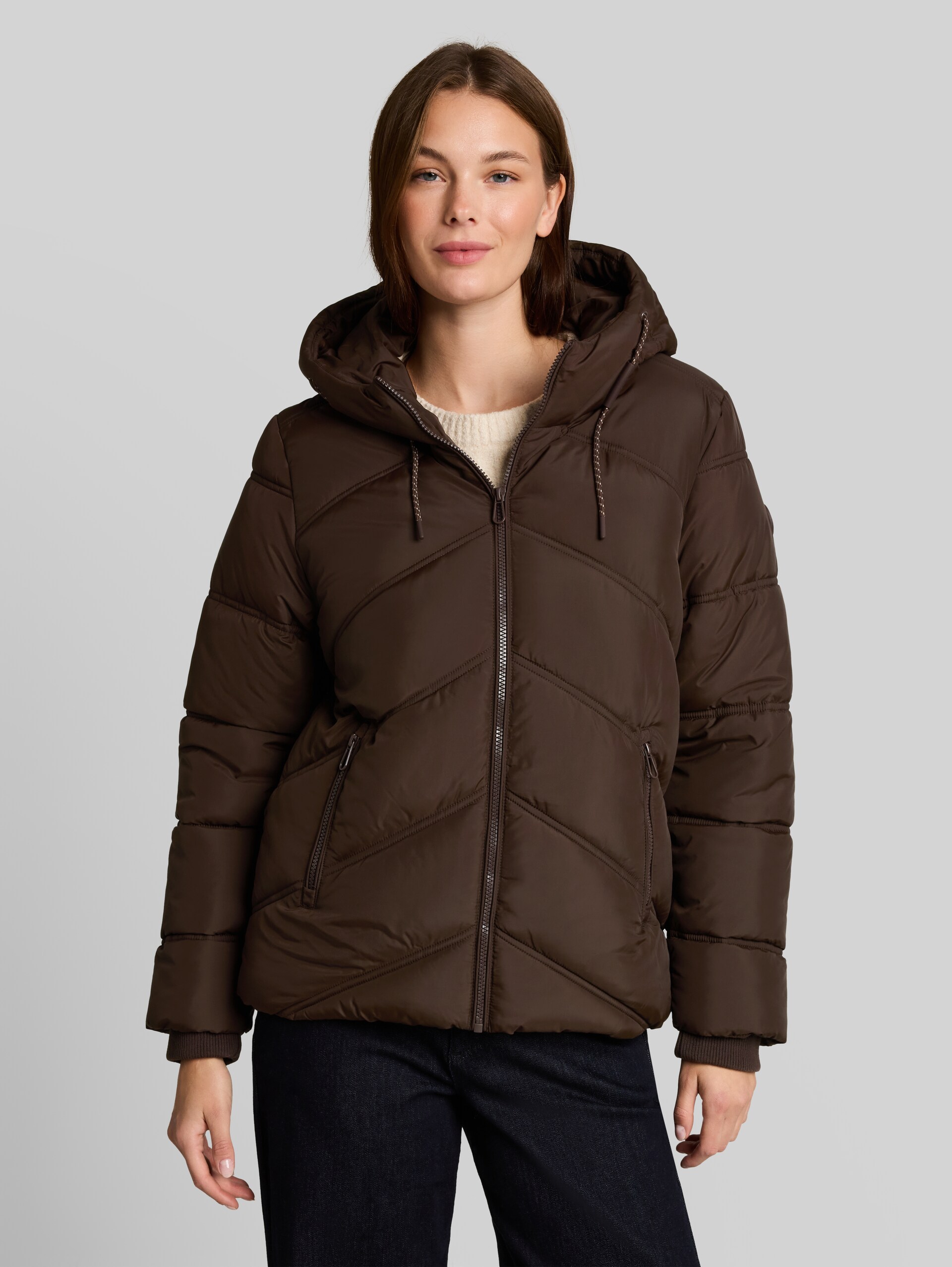 Doudoune en matière déperlante - java dark brown - Vue de face du modèle