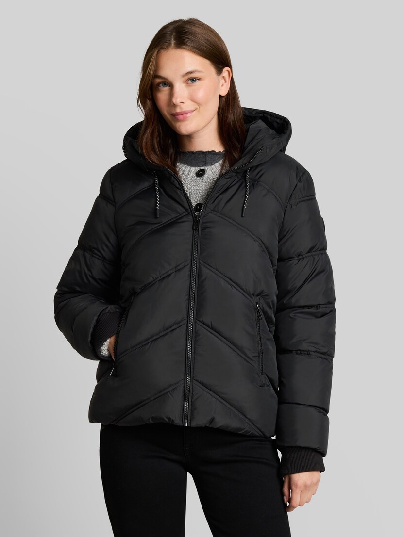 Puffer jacket made from water-repellent fabric by Women, deep black