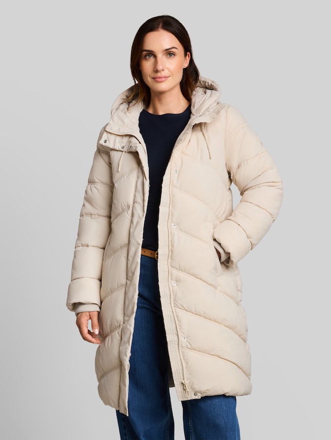 Pufferjas van waterafstotend materiaal door Women, cold beige
