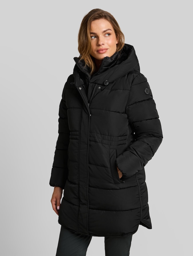 Pufferjas in 2-in-1-look door Women, deep black