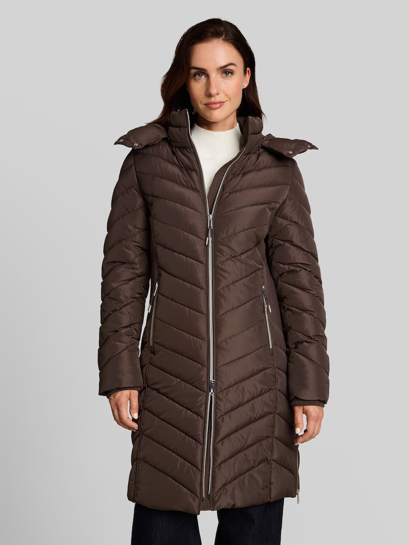 Puffer-Mantel mit abnehmbarer Kapuze von Women, java dark brown