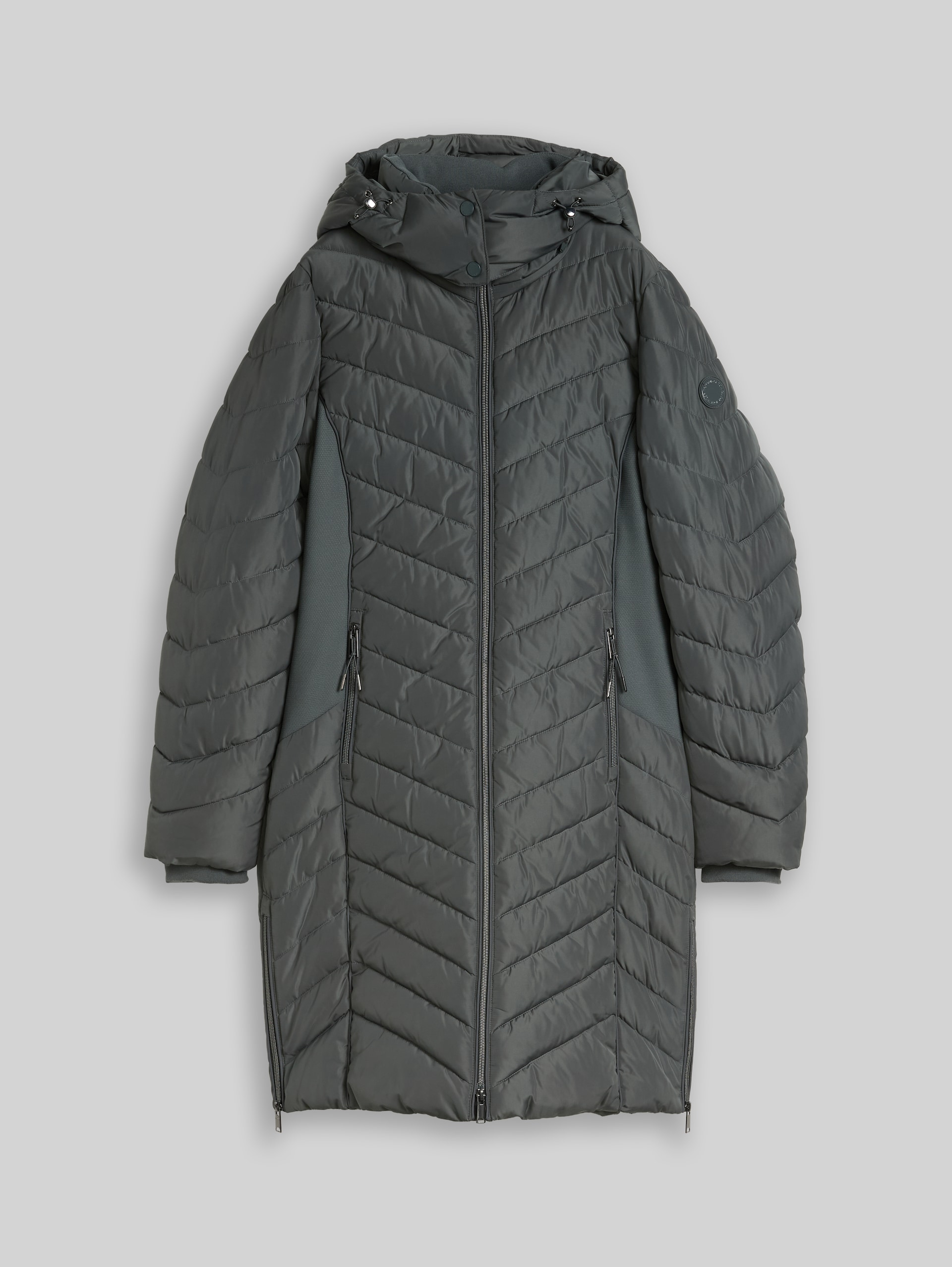 Puffer-Mantel mit abnehmbarer Kapuze - Darkest Olive - Vorder-Produkt-Ansicht