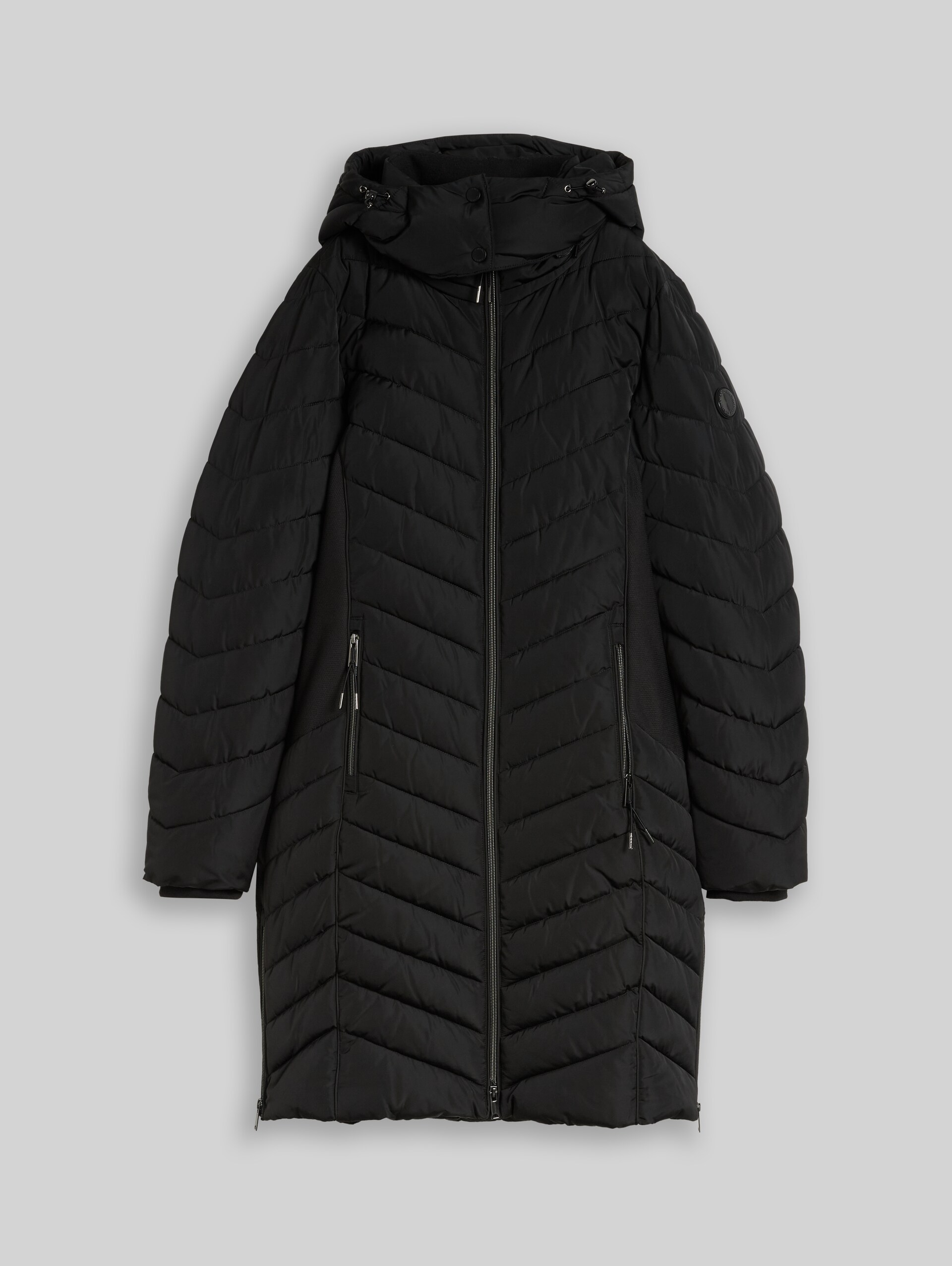 Puffer-Mantel mit abnehmbarer Kapuze - deep black - Vorder-Produkt-Ansicht