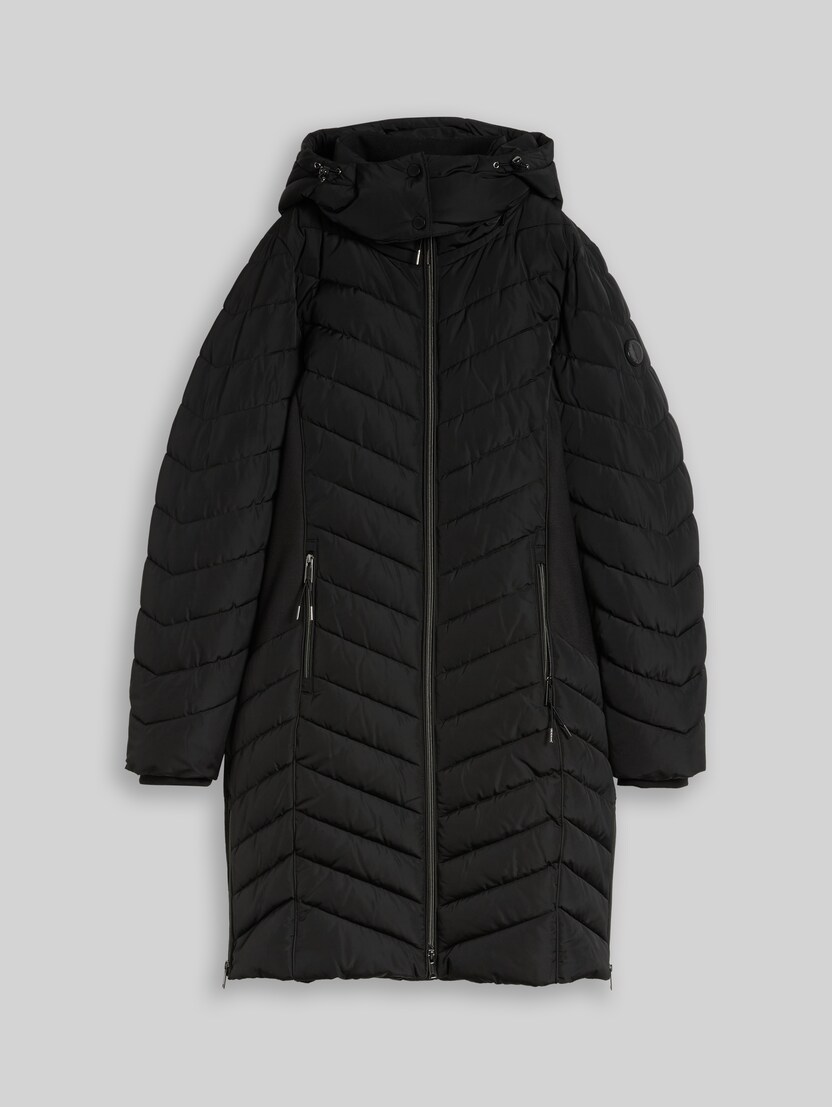 Puffer coat with detachable hood by Women, deep black