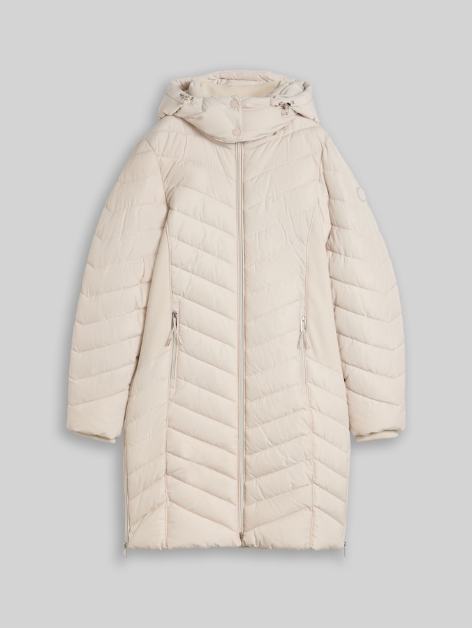 Manteau matelassé à capuche amovible par Women, cold beige
