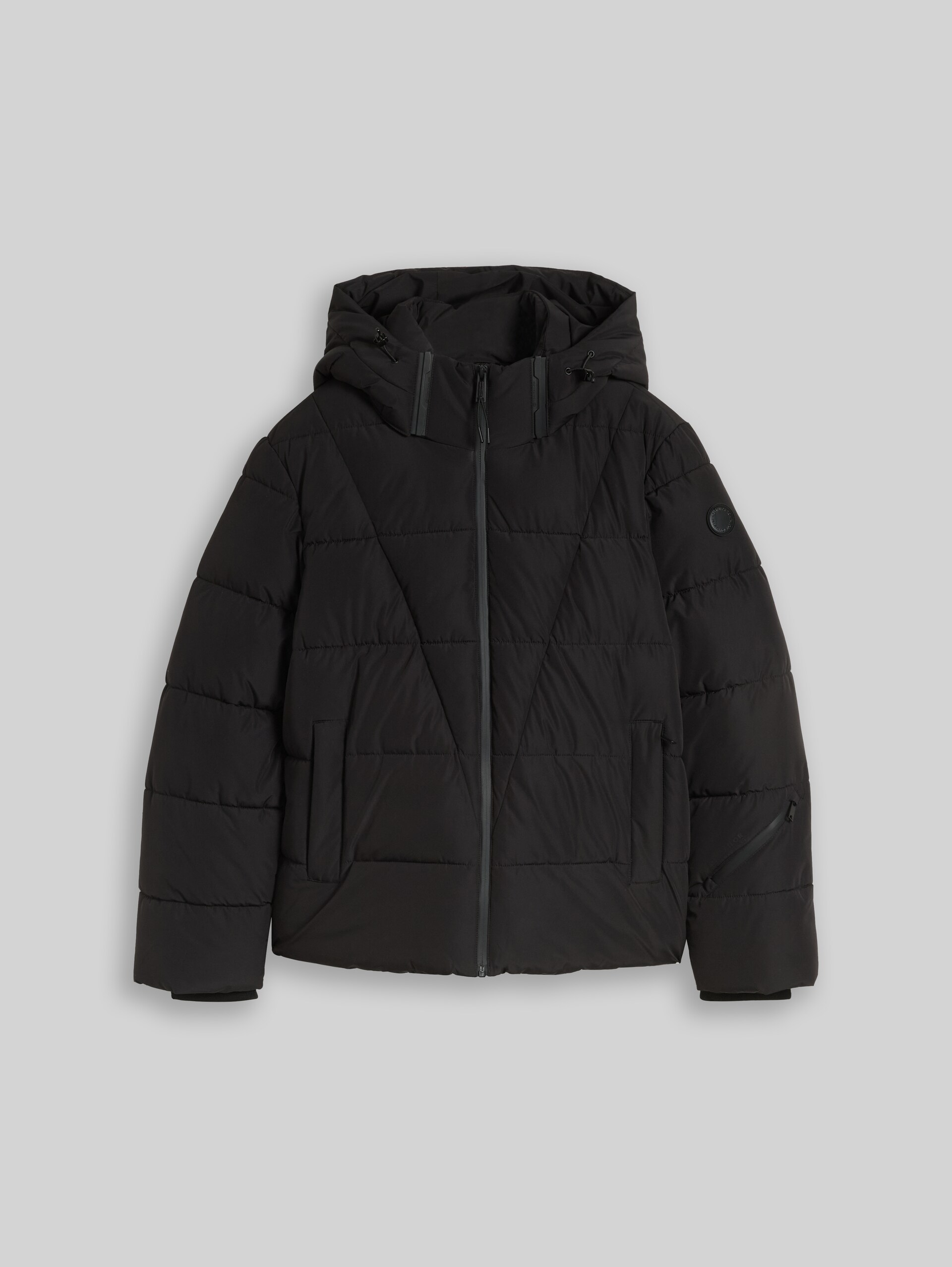 Veste matelassée à col montant et capuche - deep black - Vue de face du produit