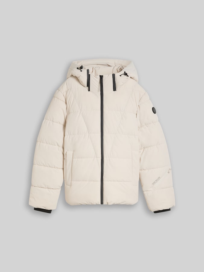 Pufferjas met opstaande kraag en capuchon door Women, cold beige