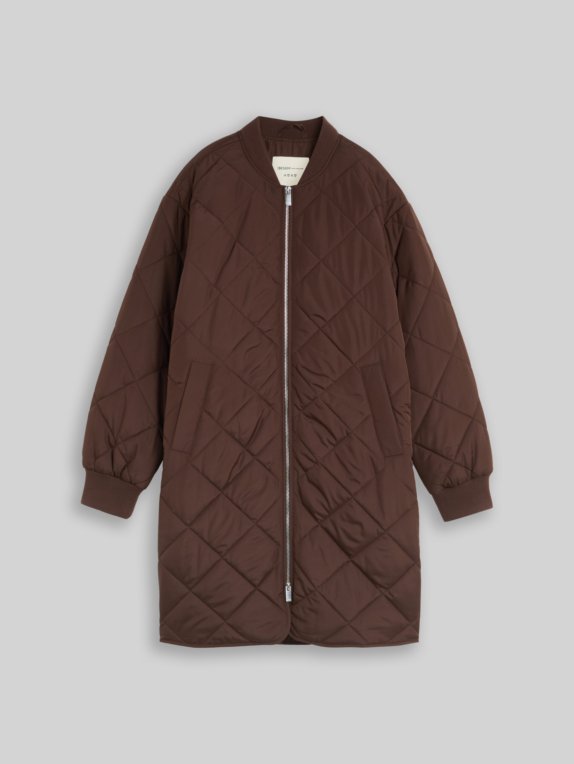 Steppmantel mit Bomberkragen - cool dark brown - Vorder-Produkt-Ansicht