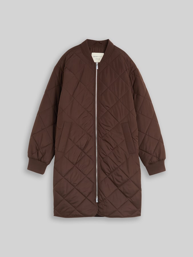 Steppmantel mit Bomberkragen von Denim Female, cool dark brown