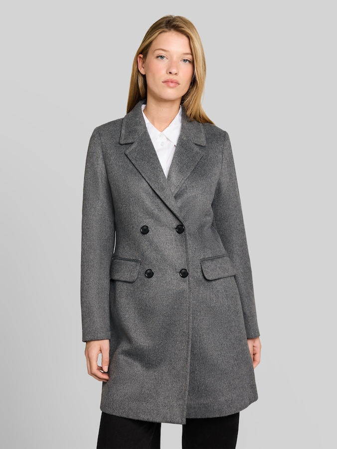 Slim fit jas met zakken door Denim Female, dark coal grey melange