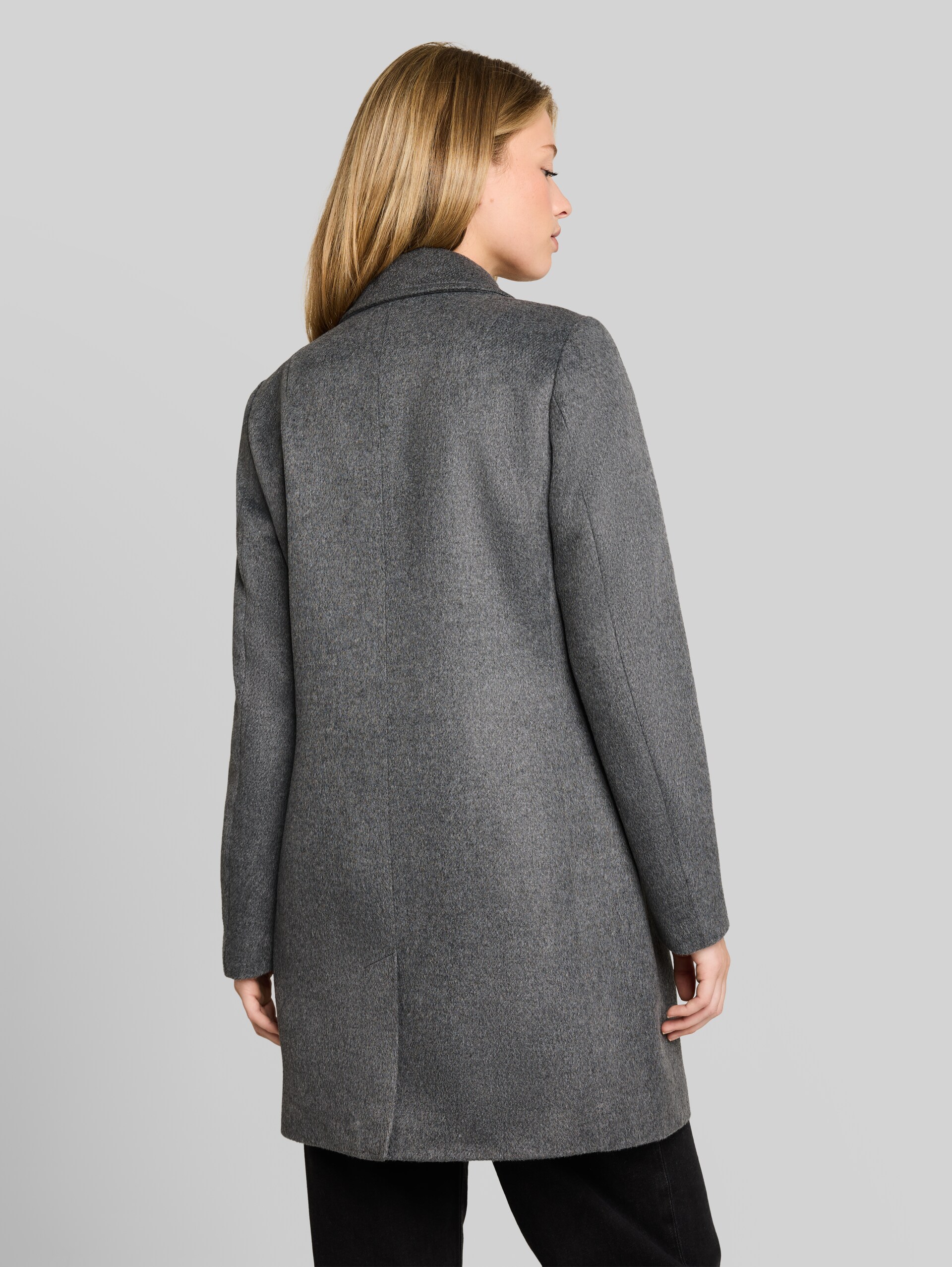 Slim-fit coat with pockets - dark coal grey melange - Model-back view