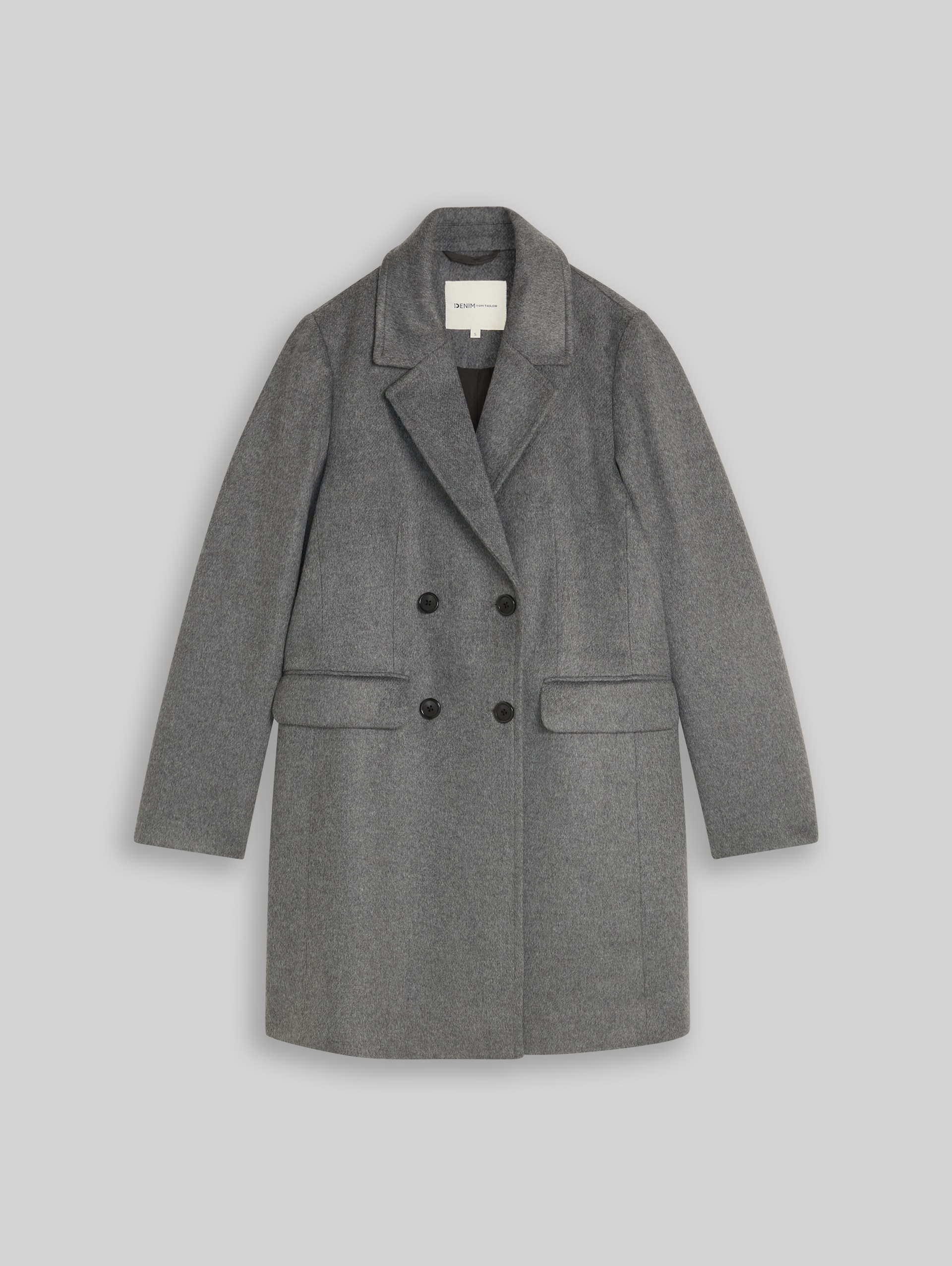 Slim-fit coat with pockets - dark coal grey melange - Front product view