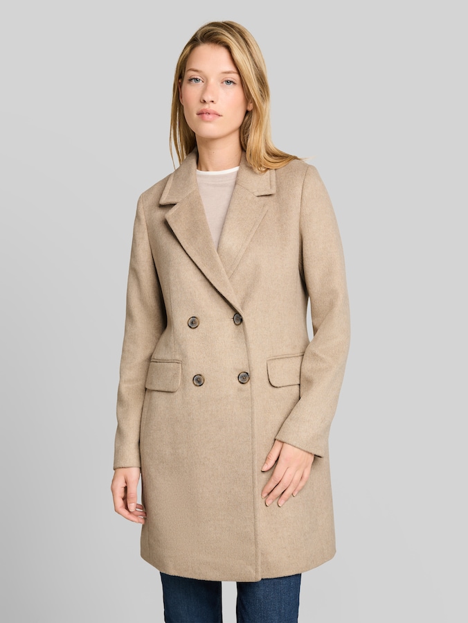 Slim fit jas met zakken door Denim Female, mink beige melange