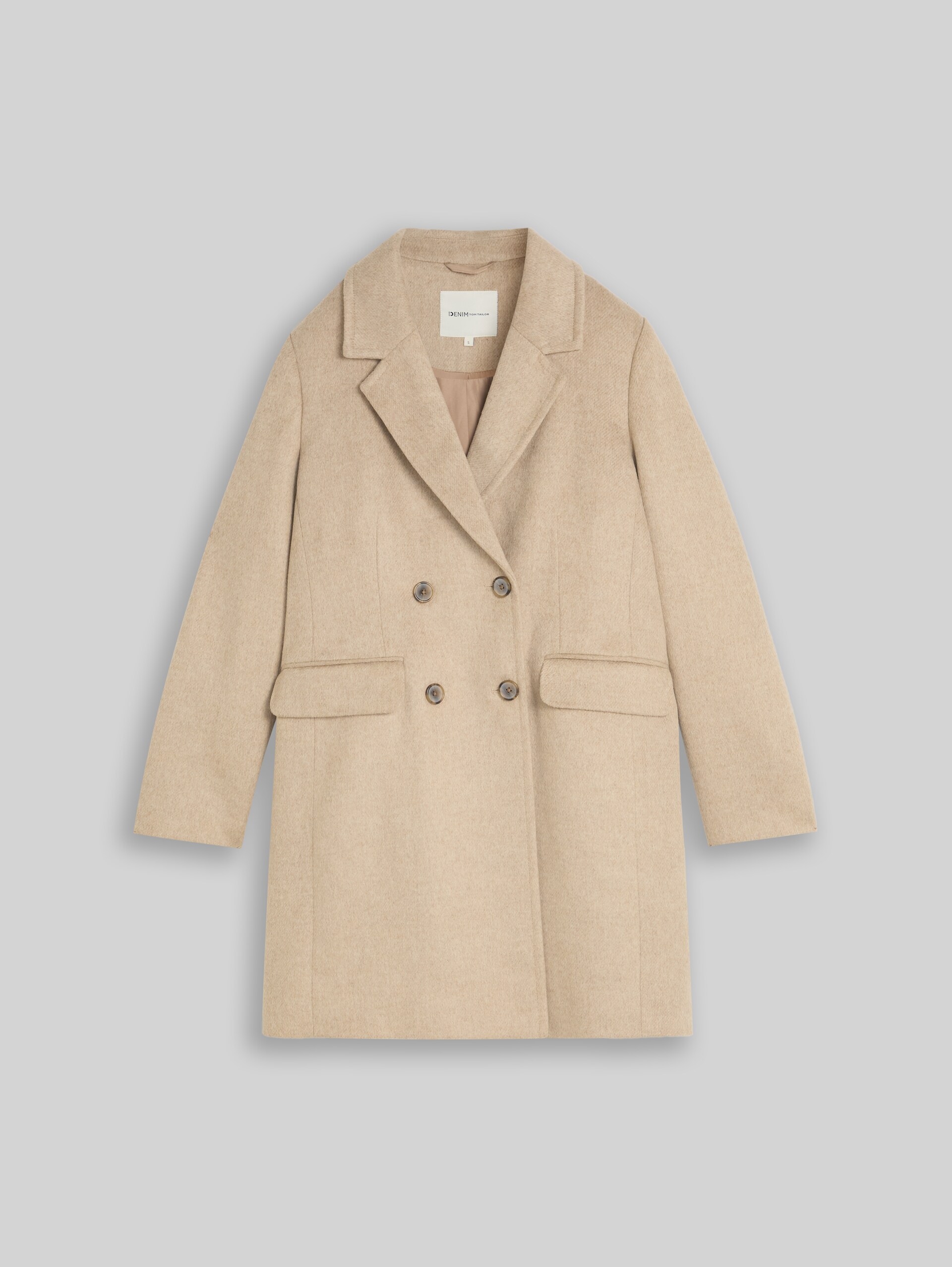 Slim-fit coat with pockets - mink beige melange - Front product view