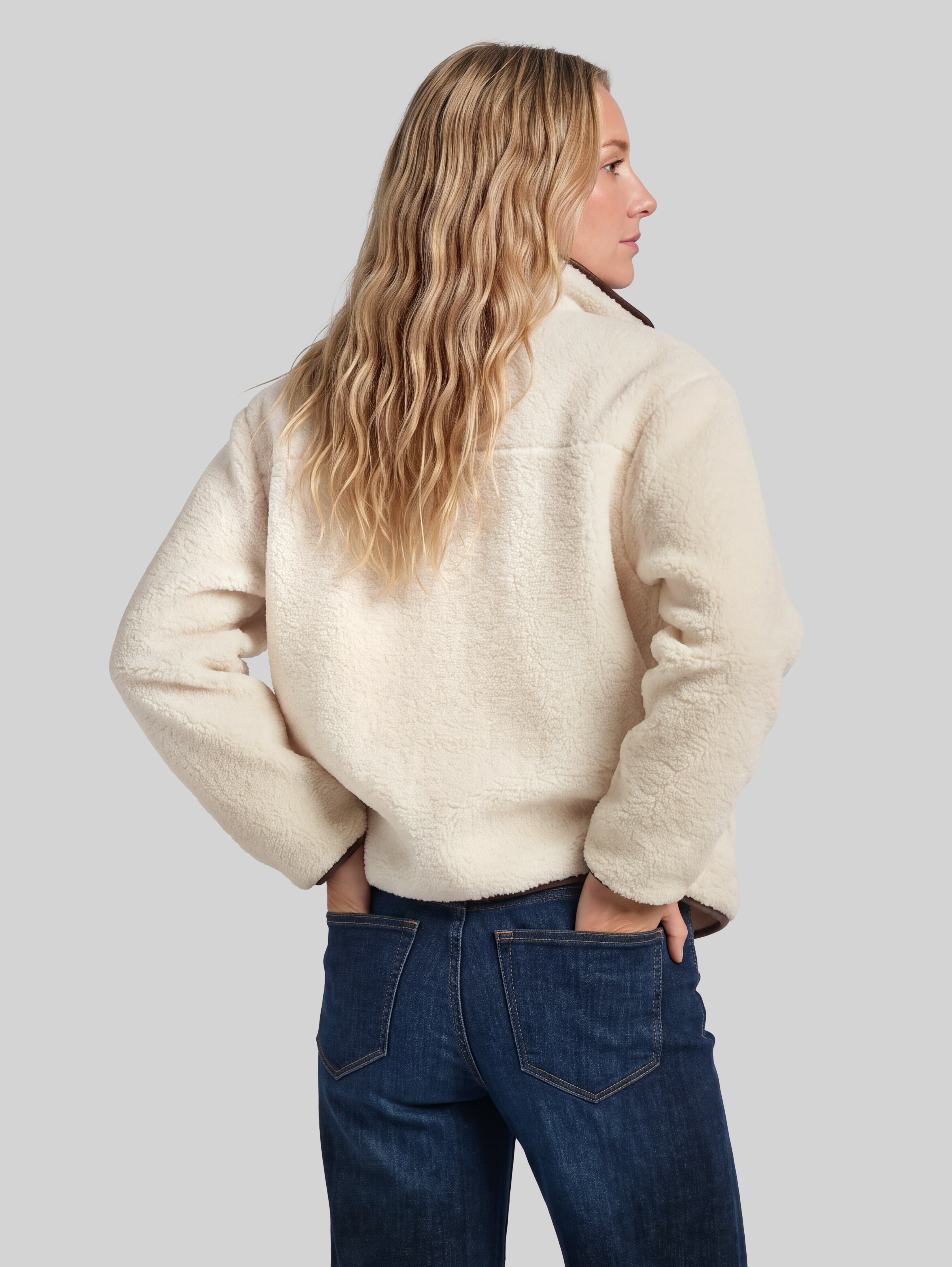 Teddy jacket with pockets in white by Tom Tailor