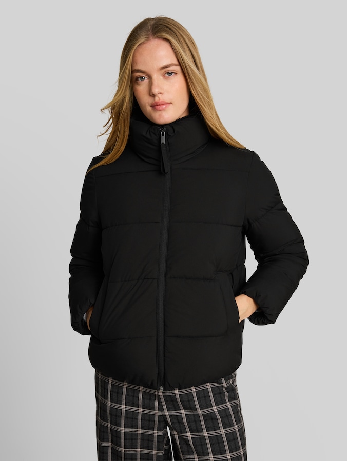 Pufferjack met teddykraag door Denim Female, deep black