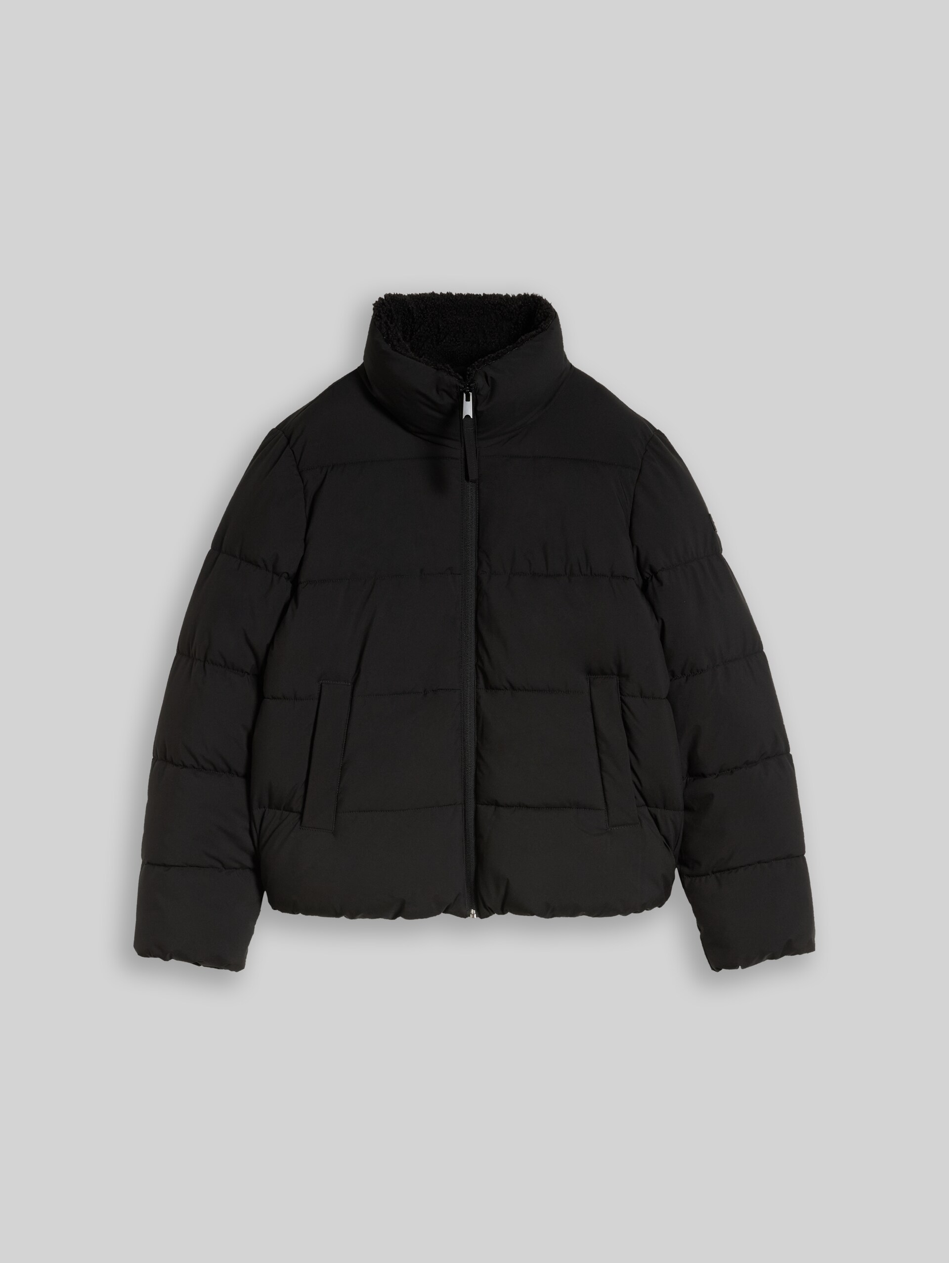 Pufferjack met teddykraag - deep black - Product vooraanzicht