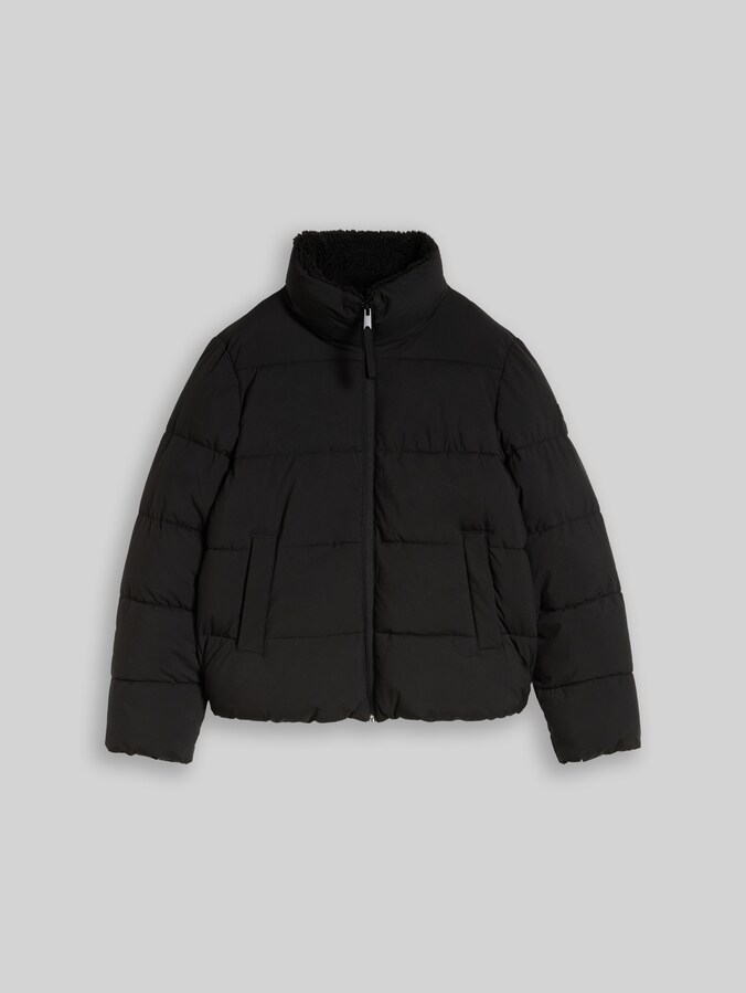 Pufferjack met teddykraag door Denim Female, deep black