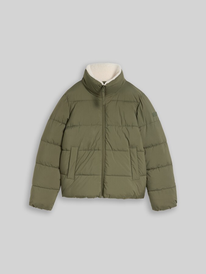 Pufferjack met teddykraag door Denim Female, urban olive green